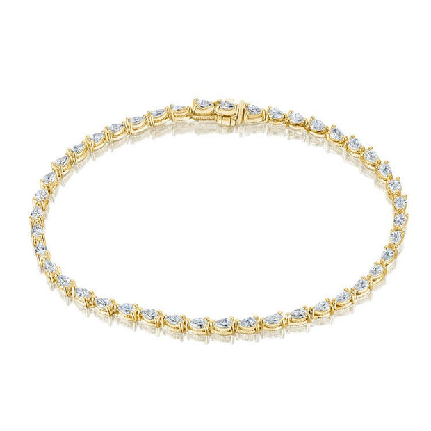 Pear Diamond Tennis Bracelet in 18k Yellow Gold