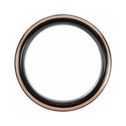 Mens 18K Rose Gold PVD and Black PVD Tungsten 8 mm Flat Grooved Band