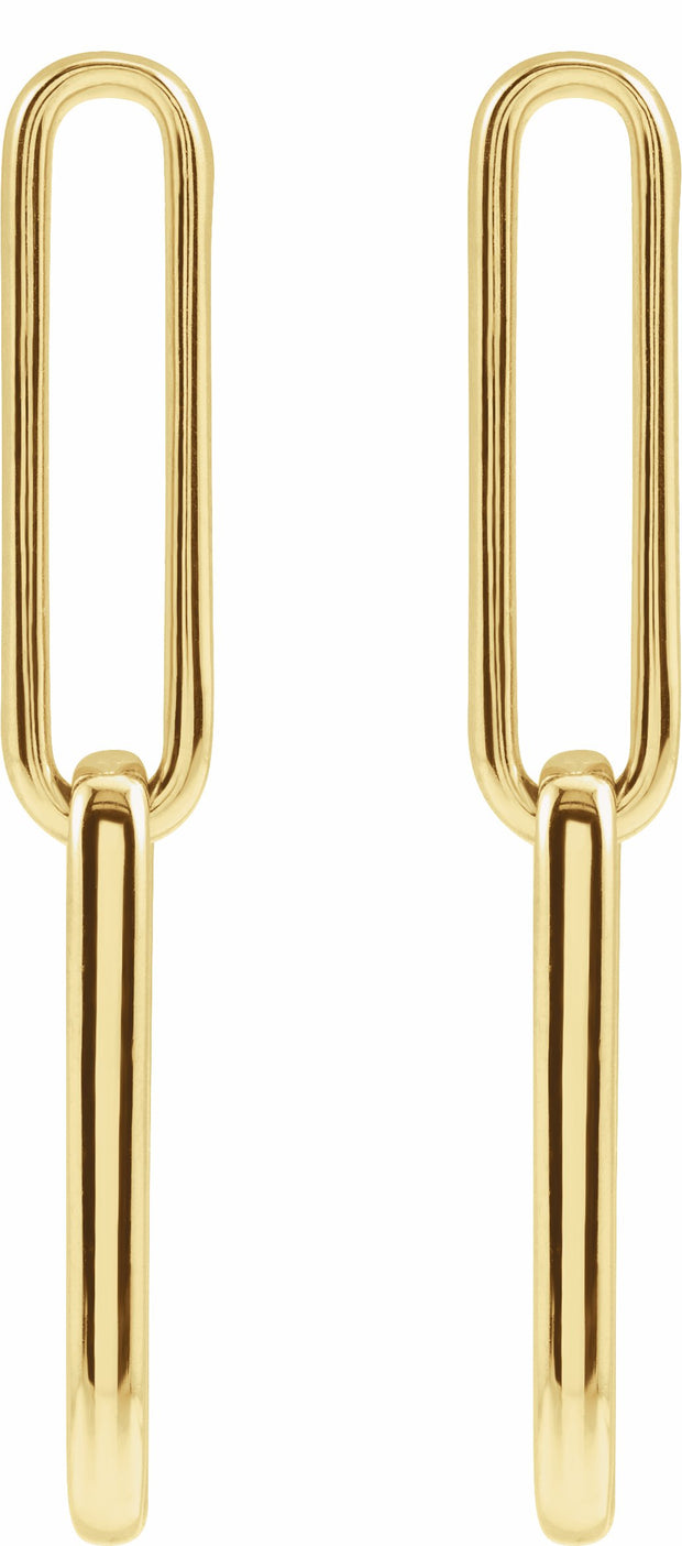 14K Yellow Elongated Flat Link Earrings