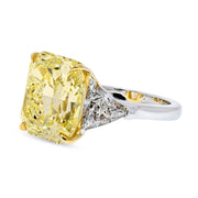 One Two Tone Cathedral 12.59cts Fancy Yellow Diamond Accented Ring