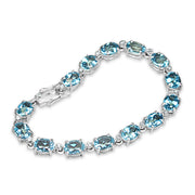 Extra Fine 14K 18.02ctw Brilliant Cut Aquamarine and Diamond Line Bracelet