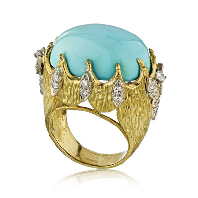 Art Deco Turquoise Diamond Ring