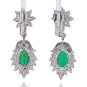 Platinum David Webb Emerald & Diamond Dangle/ Stud Earrings