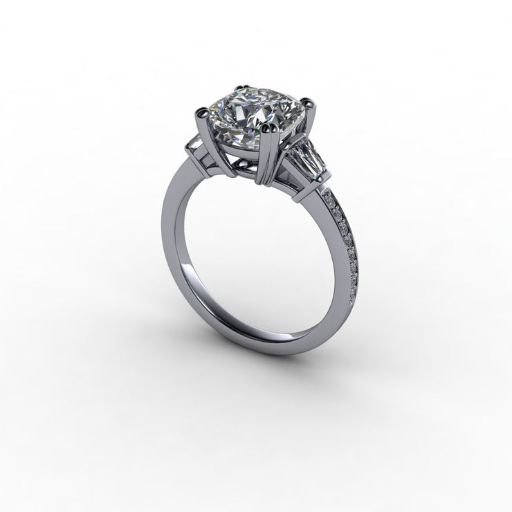Cathedral Cushion Diamond Accented Engagement Setting