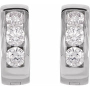 14K White 1/3 CTW Natural Diamond Hinged Hoop Earrings