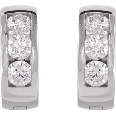 14K White 1/3 CTW Natural Diamond Hinged Hoop Earrings