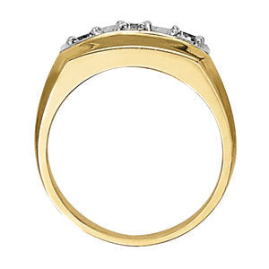 3 Stone Round Diamond Mens Ring