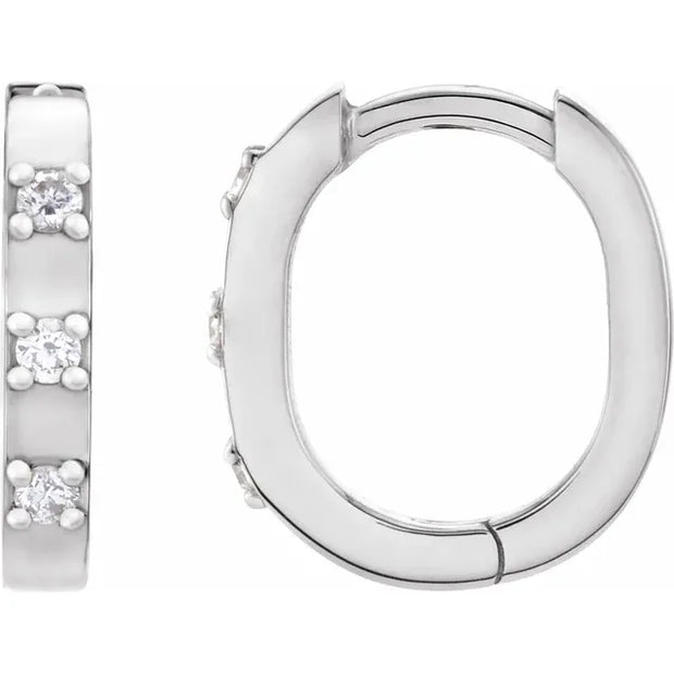 14K White Gold .08 CTW Natural Diamond Hoop Earrings