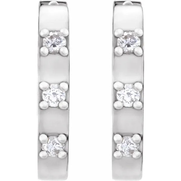 14K White Gold .08 CTW Natural Diamond Hoop Earrings