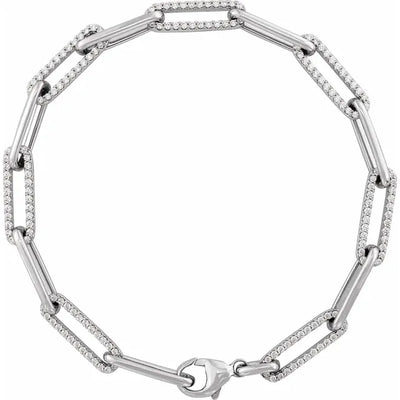 14K White 1 CTW Lab-Grown Diamond Link Bracelet