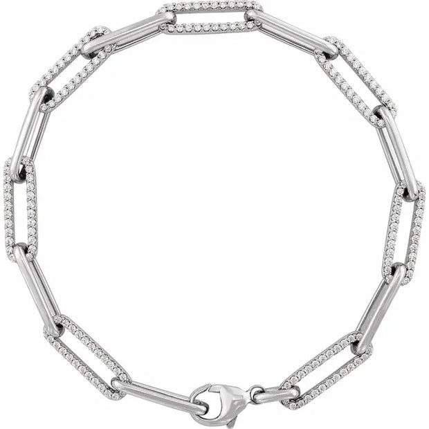 14K White 1 CTW Lab-Grown Diamond Link Bracelet