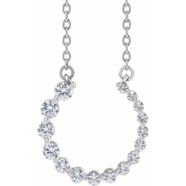 14K White 3/8 CTW Lab-Grown Diamond Graduated Circle  Necklace
