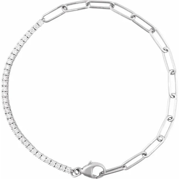 14K White 1 CTW Lab-Grown Diamond Line Bracelet