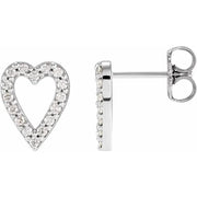 14K White Gold 1/4 CTW Natural Diamond Heart Drop Earrings