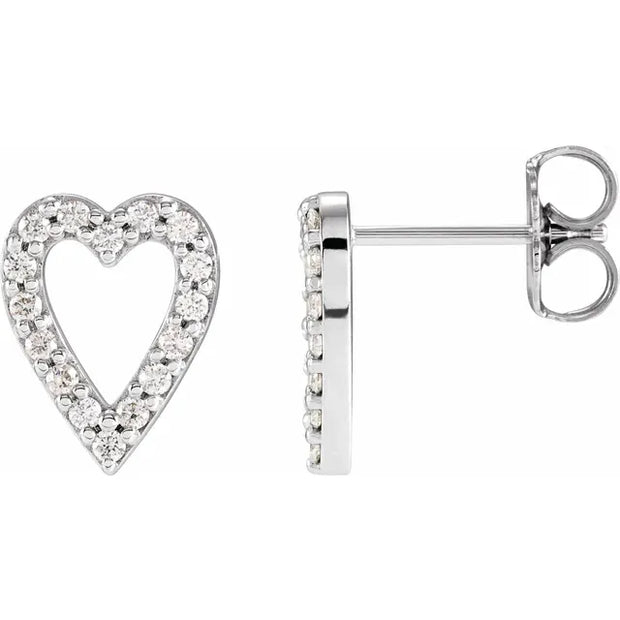 14K White Gold 1/4 CTW Natural Diamond Heart Drop Earrings