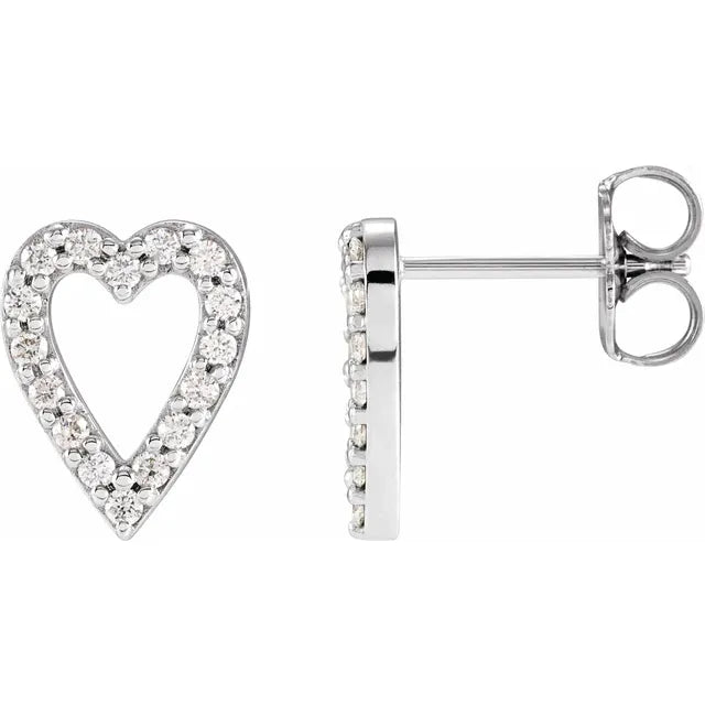 14K White Gold 1/4 CTW Natural Diamond Heart Drop Earrings