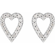14K White Gold 1/4 CTW Natural Diamond Heart Drop Earrings