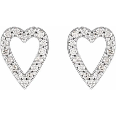 14K White Gold 1/4 CTW Natural Diamond Heart Drop Earrings