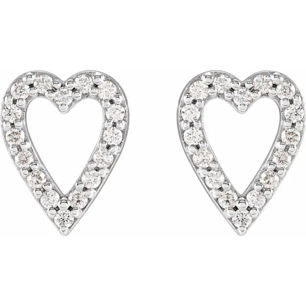 14K White Gold 1/4 CTW Natural Diamond Heart Drop Earrings