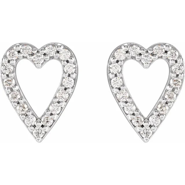 14K White Gold 1/4 CTW Natural Diamond Heart Drop Earrings