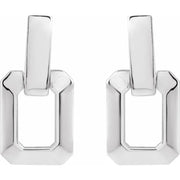 14K White Gold Geometric Drop Earrings
