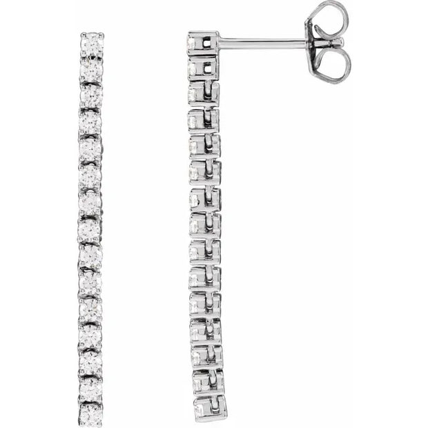 14K White Gold 3/4 CTW Natural Diamond Drop Earrings