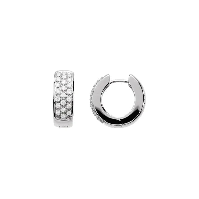14K White Gold 1/3 CTW Natural Diamond Huggie Earrings