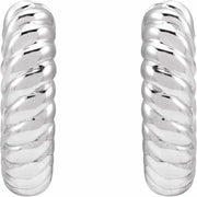 14K White Gold 12mm Hinged Huggie Hoop Earrings