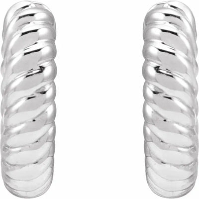 14K White Gold 12mm Hinged Huggie Hoop Earrings