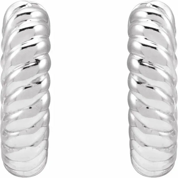 14K White Gold 12mm Hinged Huggie Hoop Earrings