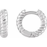 14K White Gold 12mm Hinged Huggie Hoop Earrings