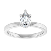 14k White Gold 1/2 CTW Pear-Shaped Diamond Solitaire Ring with 5-Prong Claw Setting