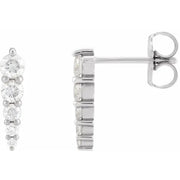 14K White Gold 1/2 CTW Natural Diamond Graduated Bar Drop Earrings
