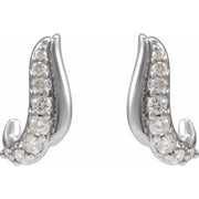 14K White Gold 1/6 Natural Diamond Freeform Drop Earrings