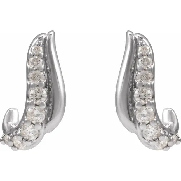 14K White Gold 1/6 Natural Diamond Freeform Drop Earrings