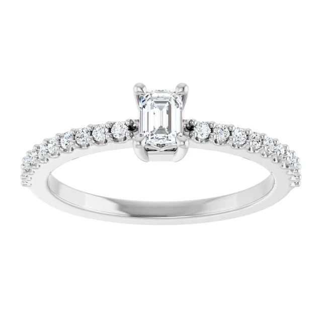 14K White 3/8 CTW Lab-Grown Diamond Ring