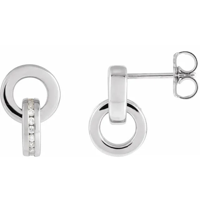 14K White Gold 1/6 CTW Natural Diamond Drop Earrings