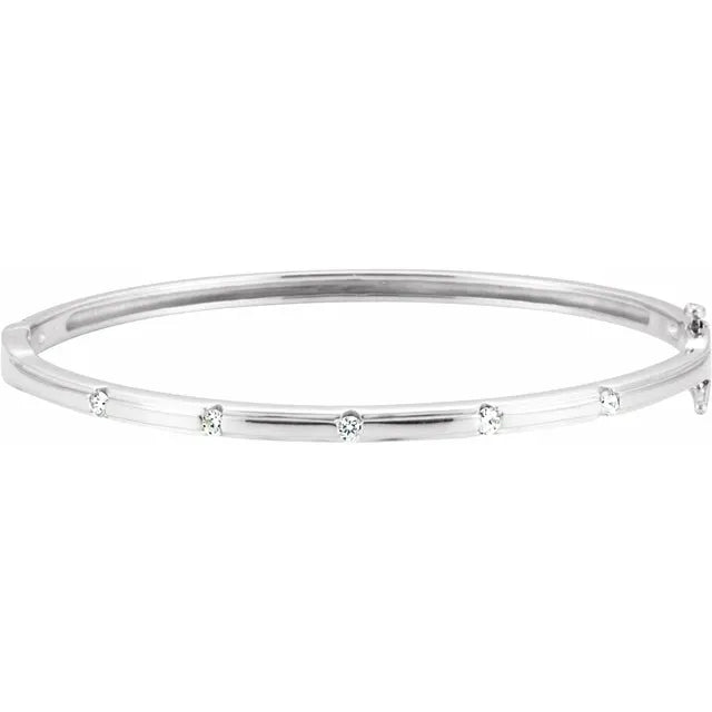 14K White 1/4 CTW Lab-Grown Diamond Bangle Bracelet