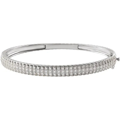 14K White 1 3/8 CTW Lab-Grown Diamond Bangle Bracelet