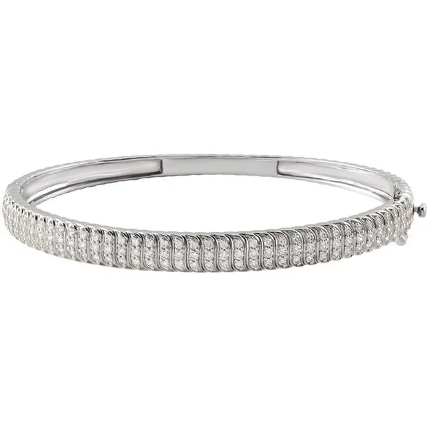 14K White 1 3/8 CTW Lab-Grown Diamond Bangle Bracelet