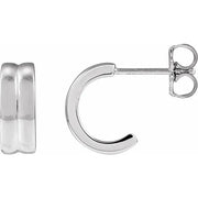 14K White Gold 10 mm  Huggie Hoop Earrings