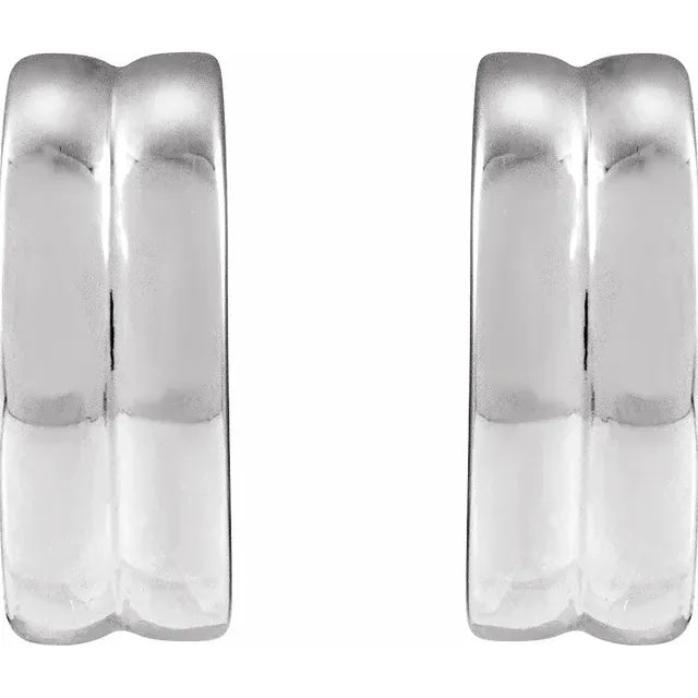 14K White Gold 10 mm  Huggie Hoop Earrings