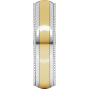 14K Two-Tone Gold Milgrain Edge Comfort-Fit Wedding Band