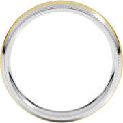 14K Two-Tone Gold Milgrain Edge Comfort-Fit Wedding Band