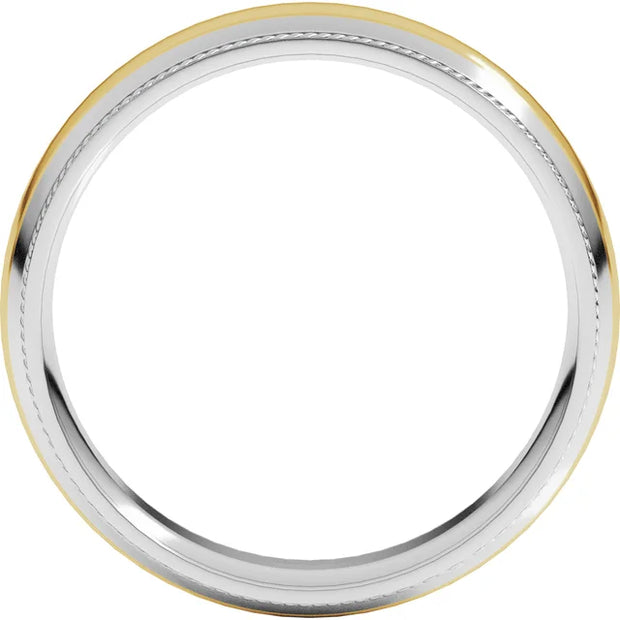 14K Two-Tone Gold Milgrain Edge Comfort-Fit Wedding Band