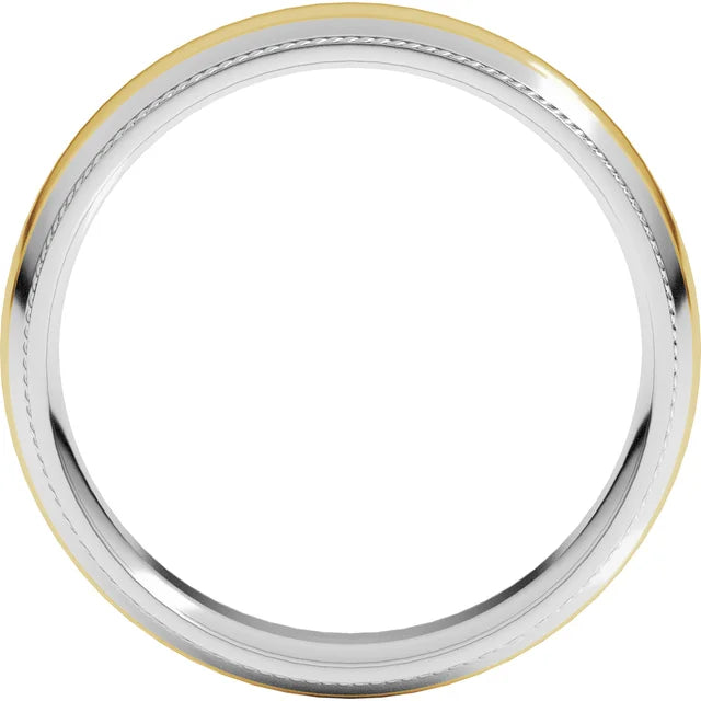 14K Two-Tone Gold Milgrain Edge Comfort-Fit Wedding Band