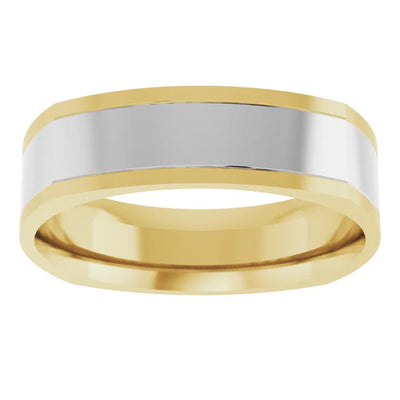 14K Two-Tone Gold Polished Square Comfort-Fit Wedding Band