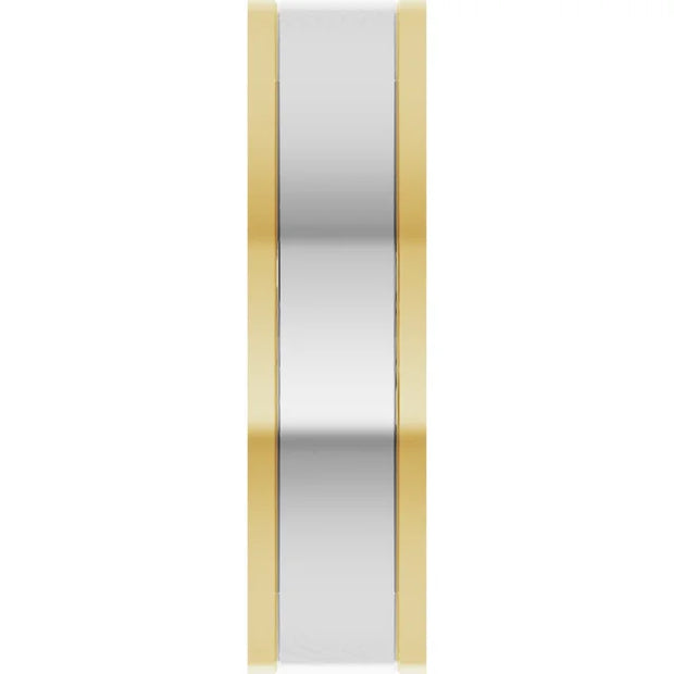 14K Two-Tone Gold Polished Square Comfort-Fit Wedding Band