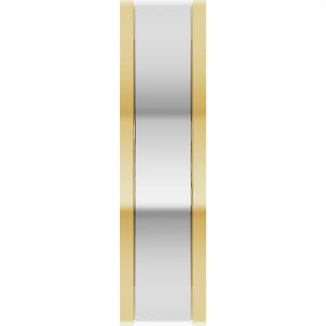 14K Two-Tone Gold Polished Square Comfort-Fit Wedding Band