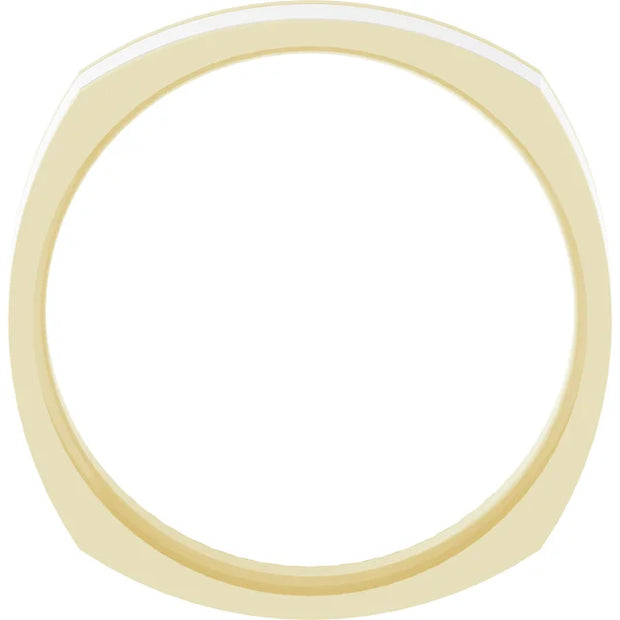 14K Two-Tone Gold Polished Square Comfort-Fit Wedding Band